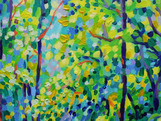 Forest in turquoise and yellow