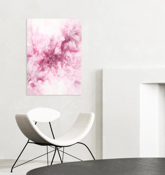 Textured abstract floral painting 