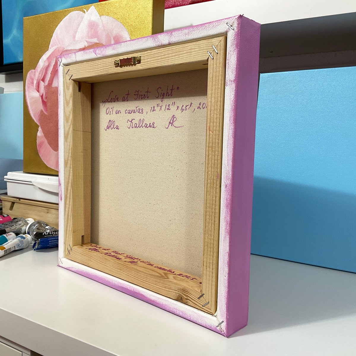 Photorealistic Botanical Oil Painting By Alla Kallass, 12 X 12, Love. Purple Rose, Original Artwork