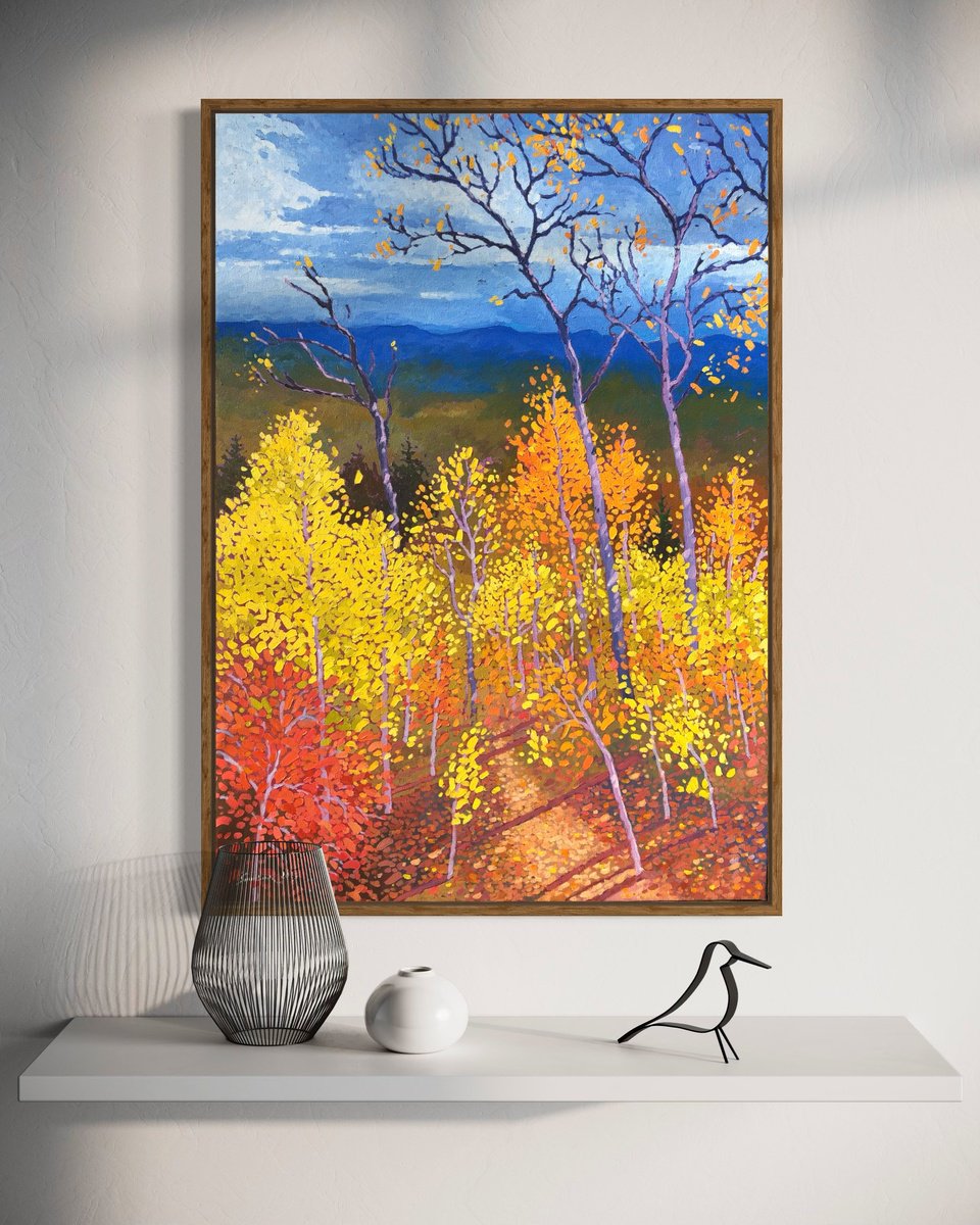 Impressionistic Landscape Oil Painting By Volodymyr Smoliak, 28 X 39", October Fall, Original Artwork