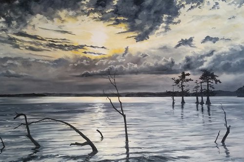 "Strength To Persevere" - Landscape - Lake - Trees by Katrina Case