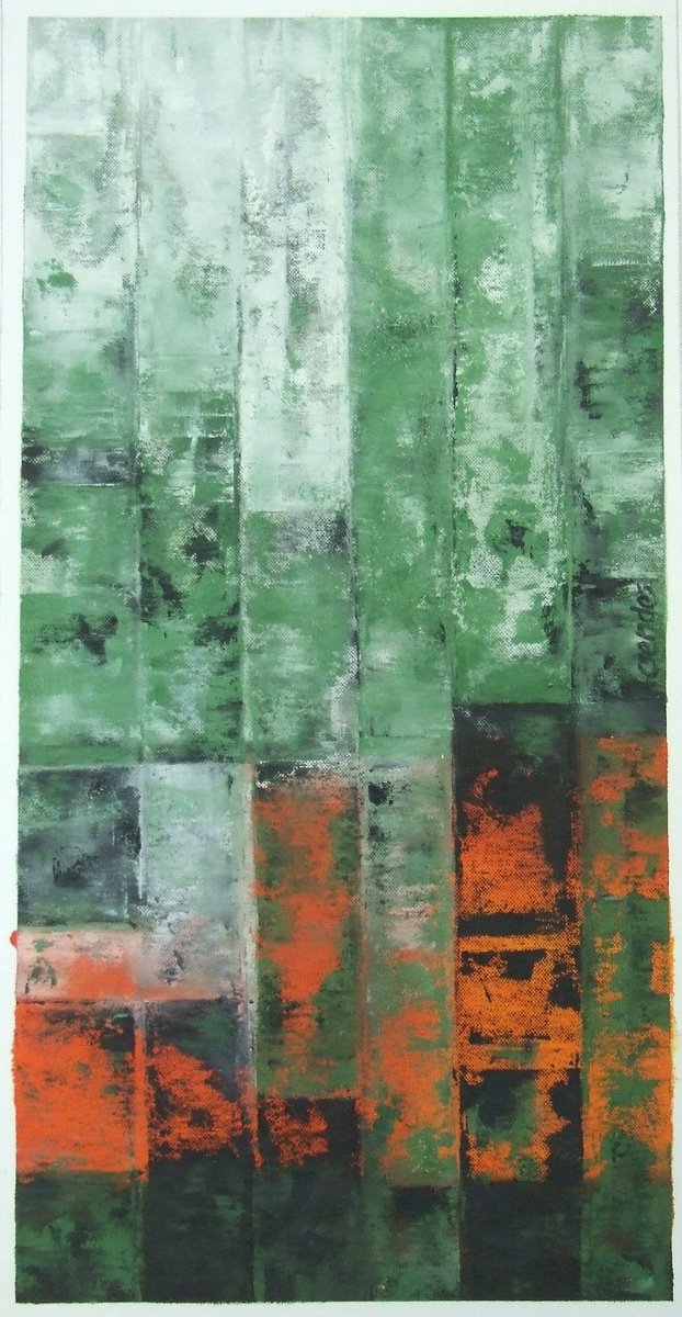 Abstract Oil Painting By Csaba Csendes, 11 X 22, Resonances I., Original Artwork