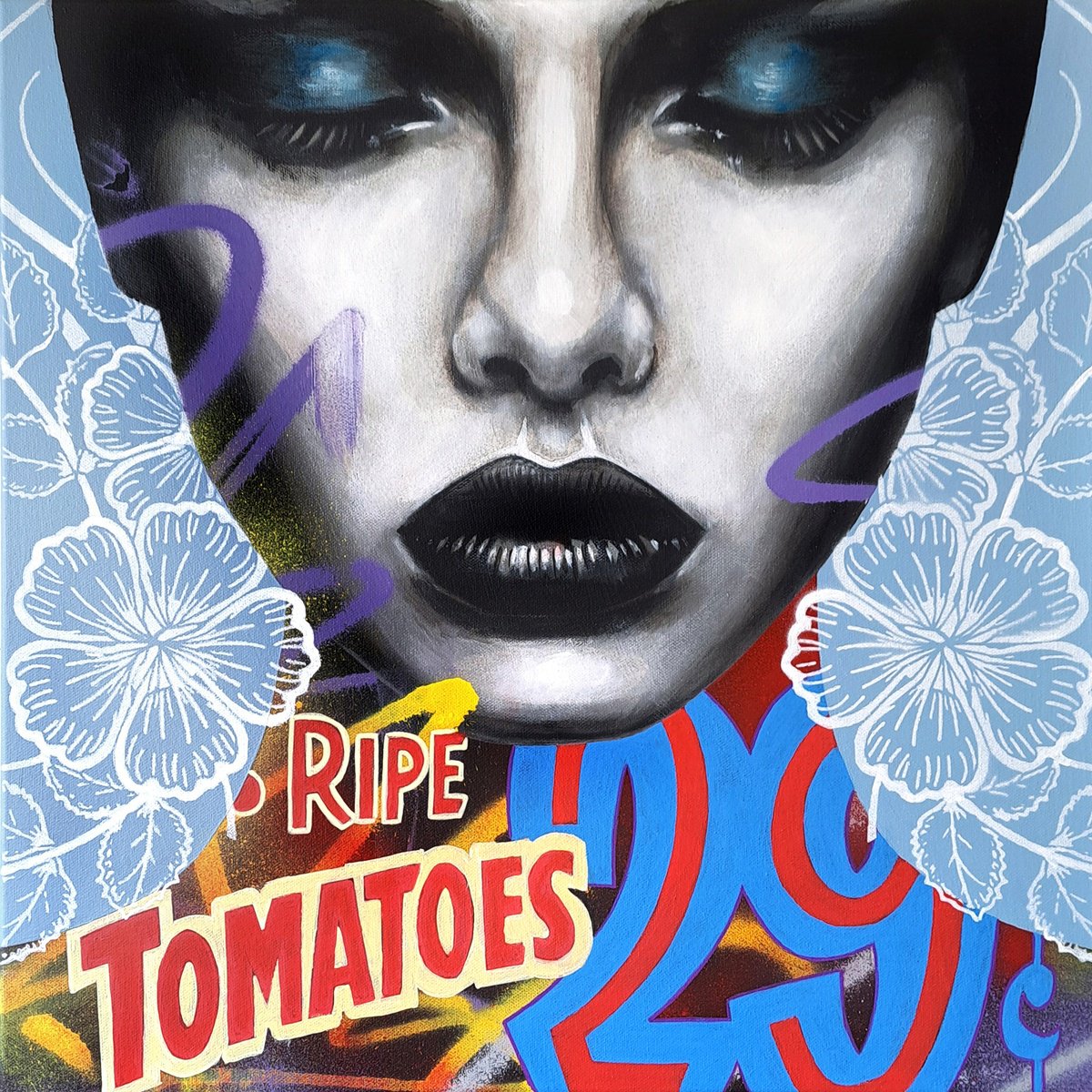 Urban And Pop Portrait Acrylic Painting By Copyright, 20 X 20, Fragmented Wellness, Original Artwork