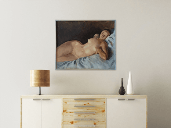 A copy of the painting by Zinaida Serebryakova " Sleeping Model"