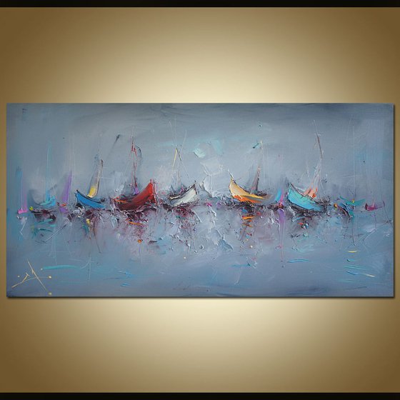 Sailing, Abstract Oil Painting on Canvas