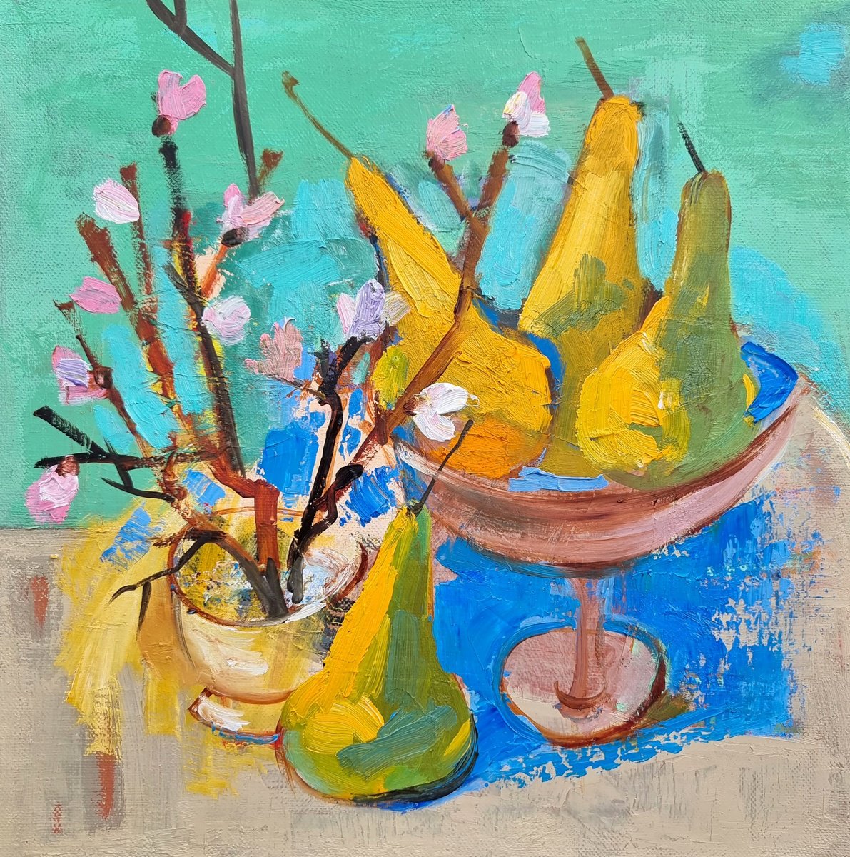 Pears By Victoria Cozmolici, 16 X 16, Artwork For Sale On Artfinder