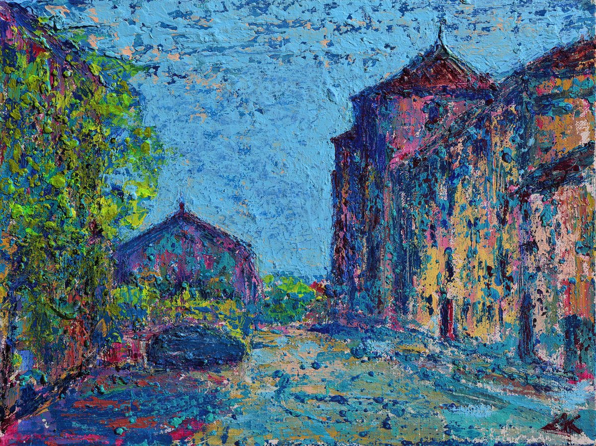 Impressionistic Cityscapes Acrylic Painting By Denys Kuvaiev, 16 X 12, Fonseca Salamanca, Original Artwork