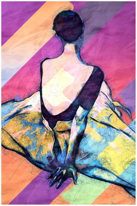 Beautiful Ballerina's Back - Pop Art Modern Poster Stylised Art