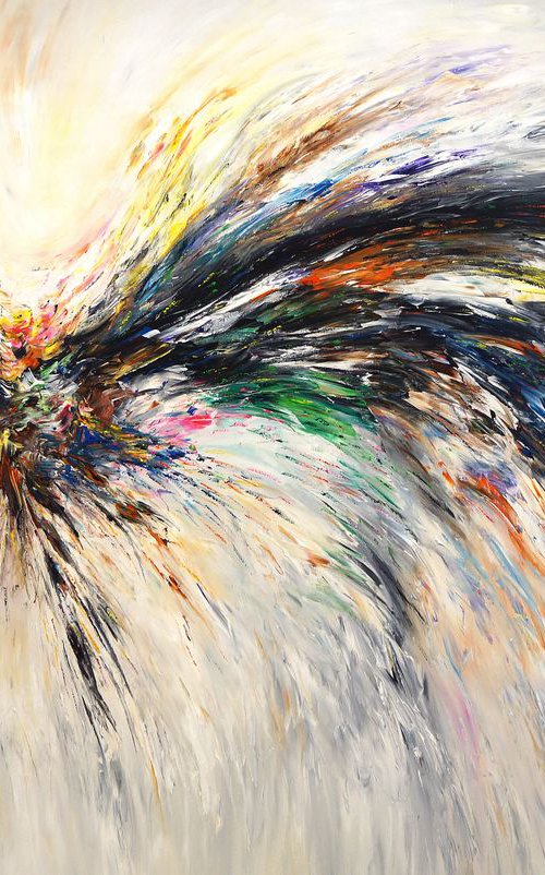 Black And White Wings XXXL 1, extra large painting ! Rolled canvas by Peter Nottrott
