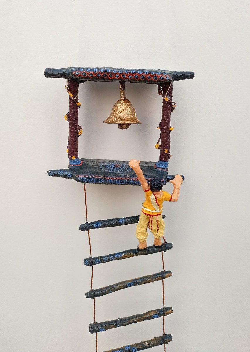 Boy and the bell paper sculpture by Shweta Mahajan