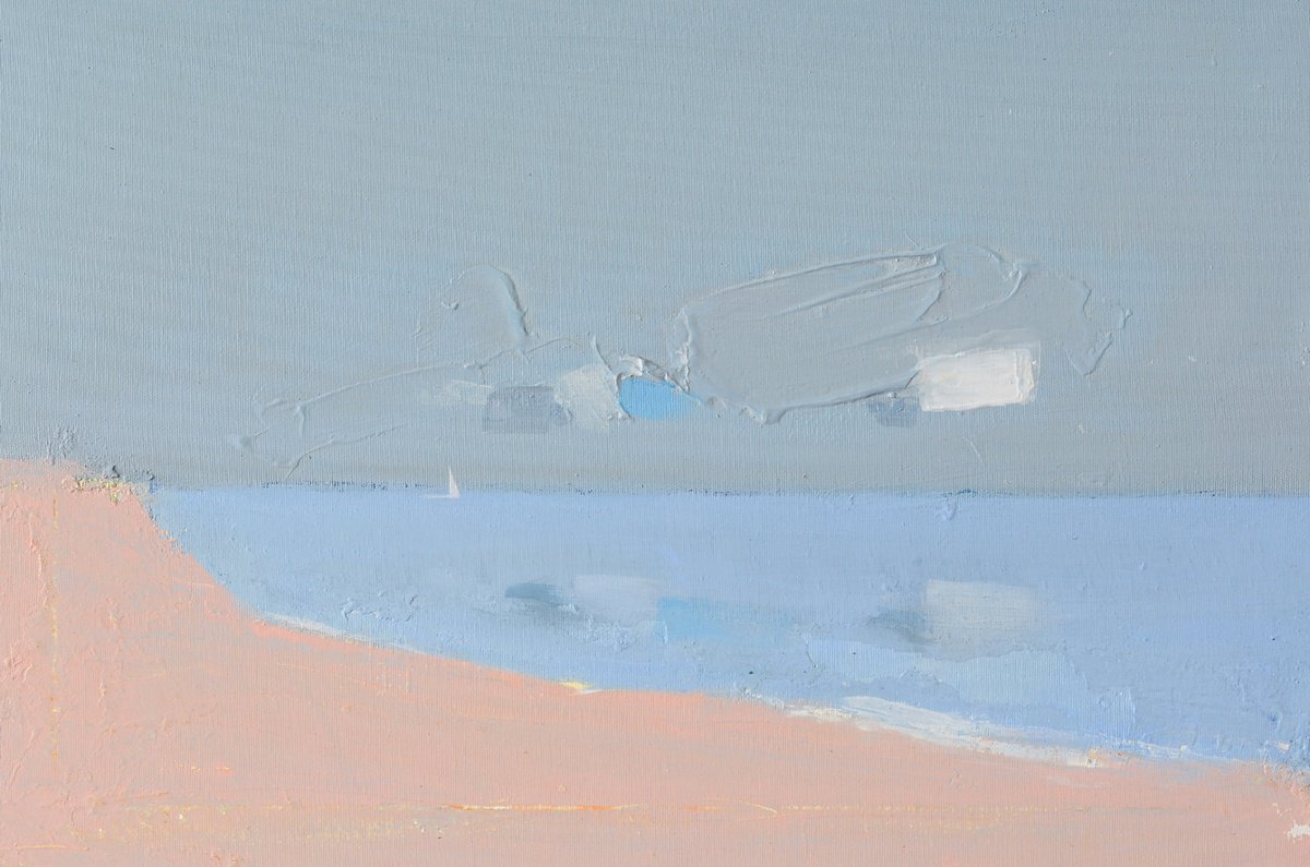 Impressionistic Landscape Acrylic Painting By Igor Nekraha, 24 X 17, Clouds Over The Sea, Original Artwork