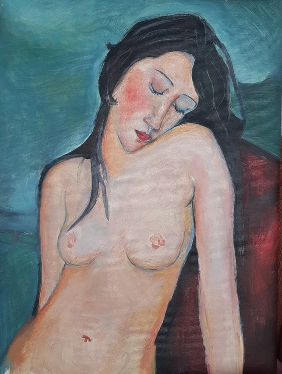 Female nude portrait /iris tree/ Amedeo Modigliani