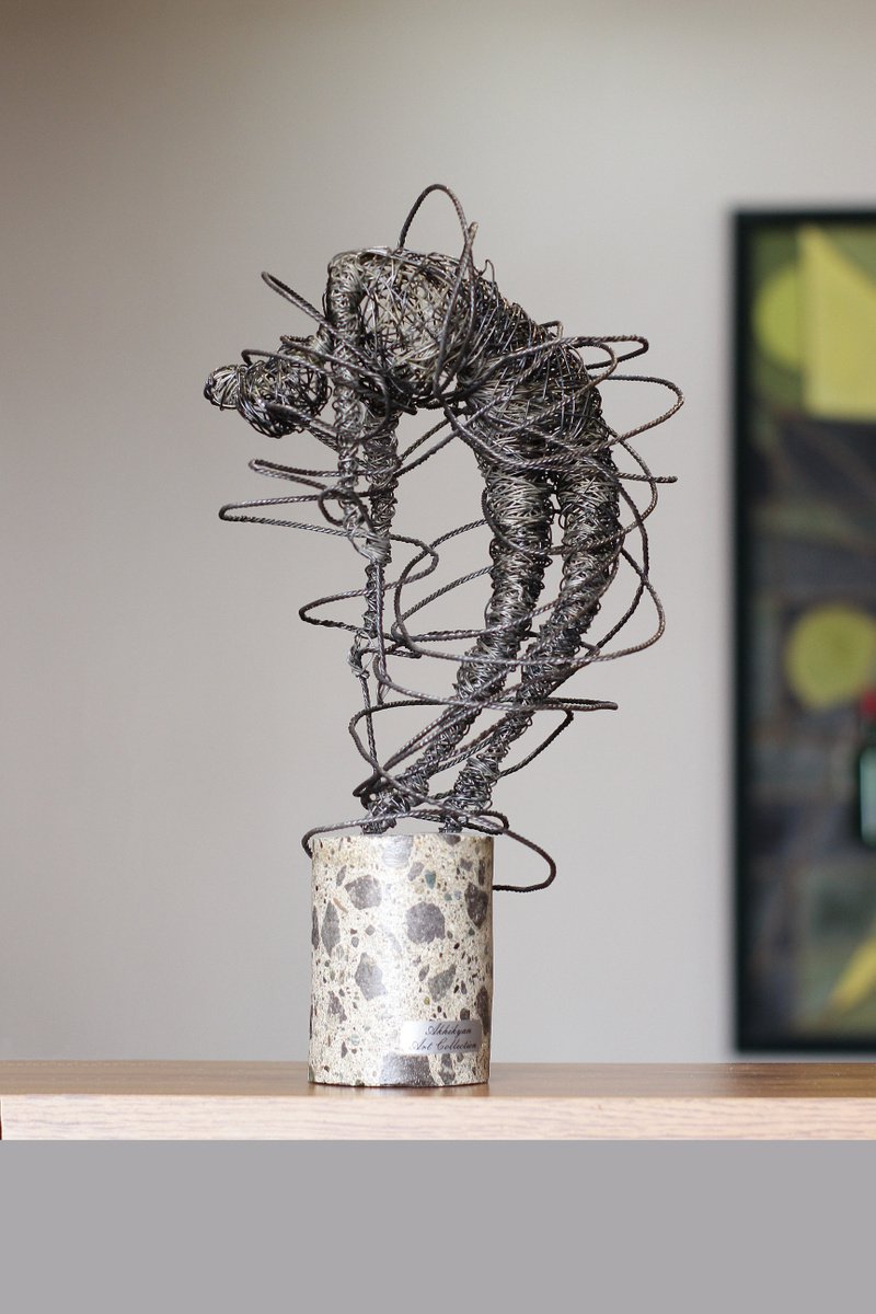 Abstract Portrait Sculpture By Karen Axikyan, 8 X 15", Intertwined Dance, Original Artwork