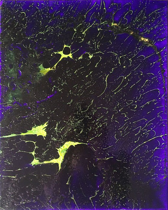 "Deep Space" - Original Abstract PMS Fluid Painting - 16 x 20 inches