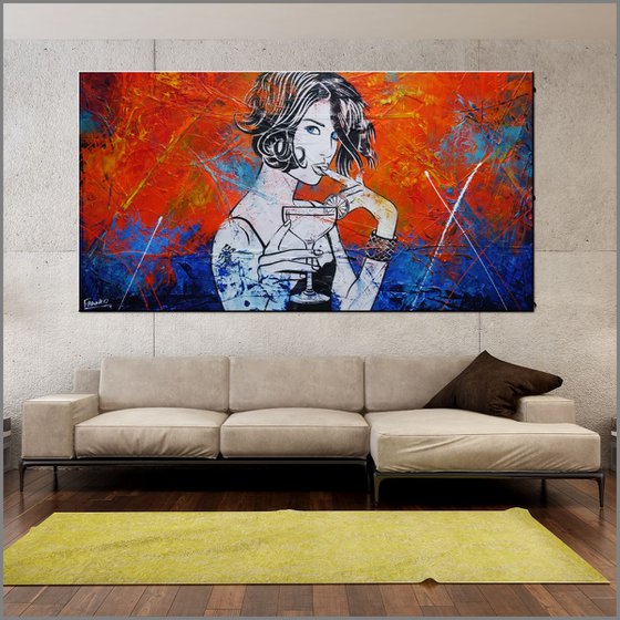 Tonic 190cm x 100cm Cocktail Girl Textured Urban Pop Art