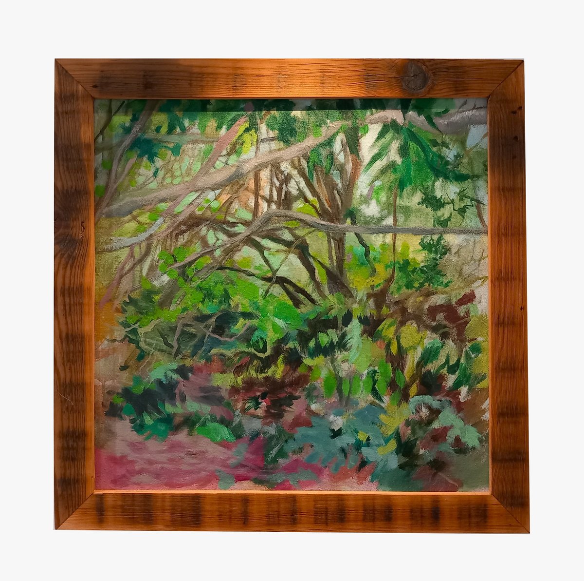 Expressive Botanical Oil Painting By Adam Grose Ma Pgce, 18 X 18, Chard Canal (Entanglement), Original Artwork