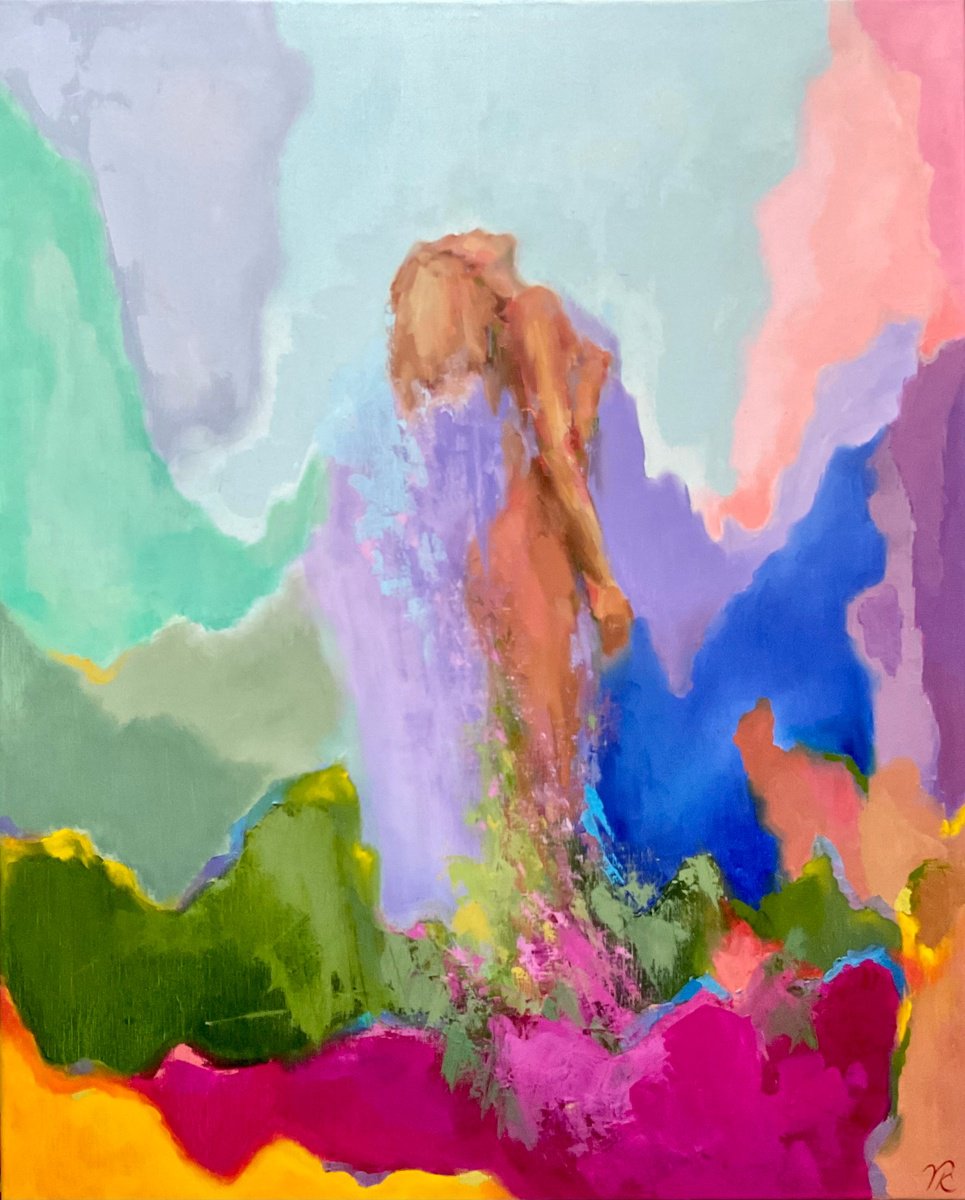 Organic Abstract Oil Painting By Vera Klimova, 31 X 39", Plastics Of Emotions 1, Original Artwork