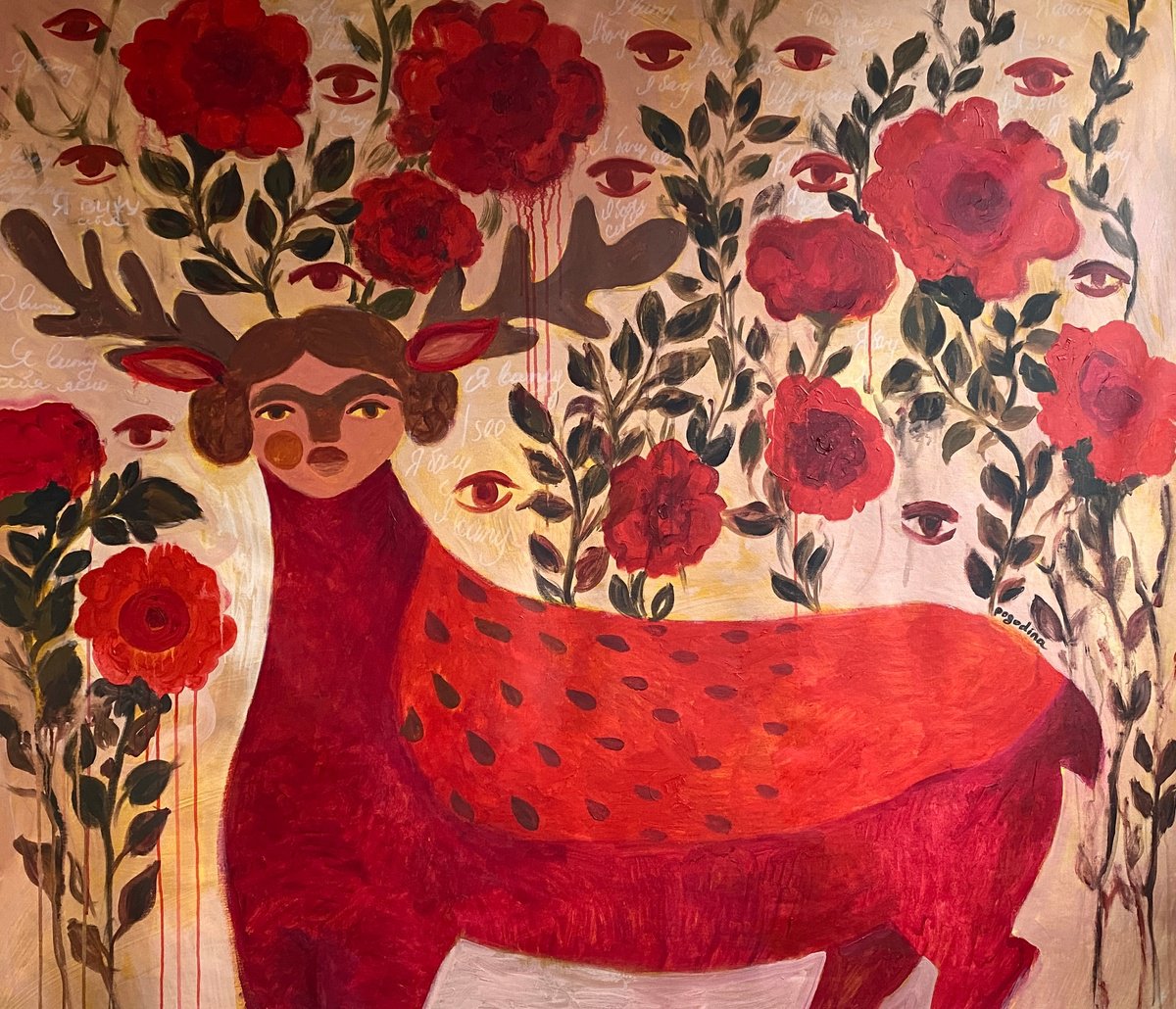 Impressionistic Portrait Acrylic Painting By Dasha Pogodina, 59 X 51, For The First Time I See, Original Artwork