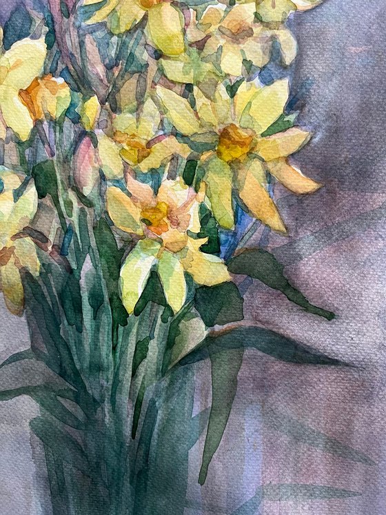 Ukrainian art Daffodils watercolors