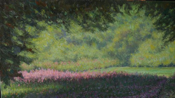 The Floral Path - sunny summer landscape painting
