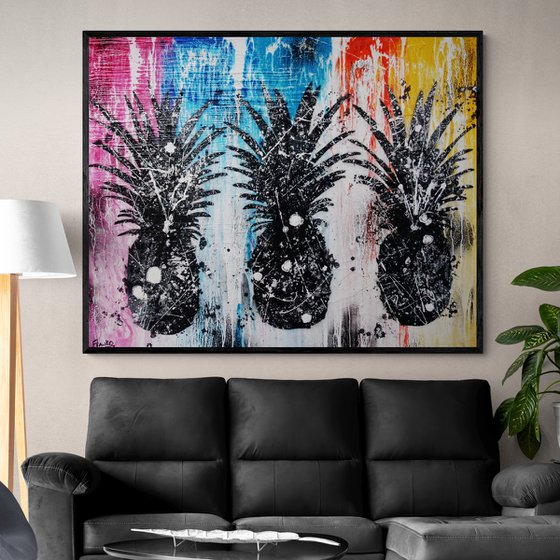 Pineapples 120cm x 150cm Pineapple Textured Urban Pop Art