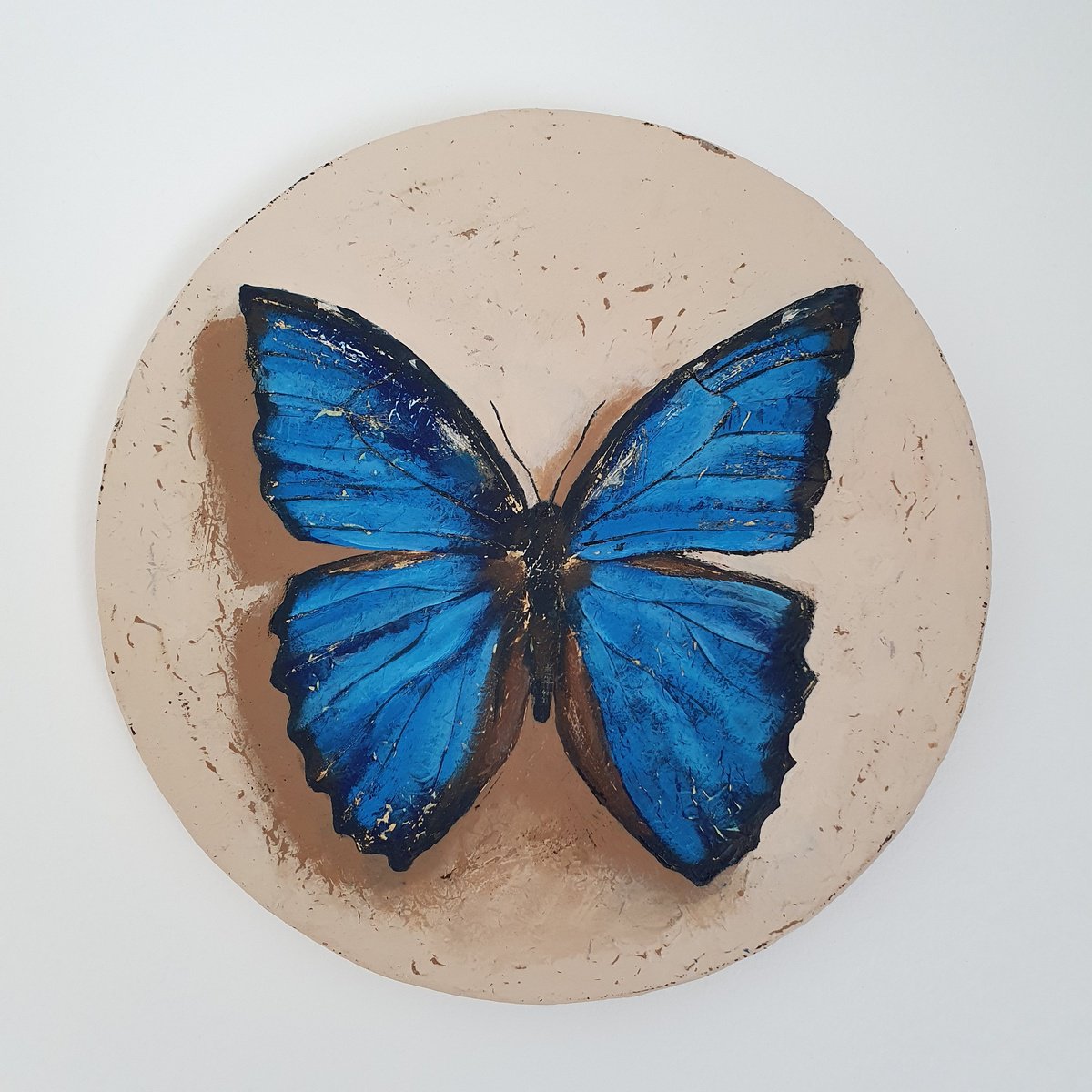 Transformation - small original acrylic painting with butterfly, home decor, gift by Olesya Izmaylova