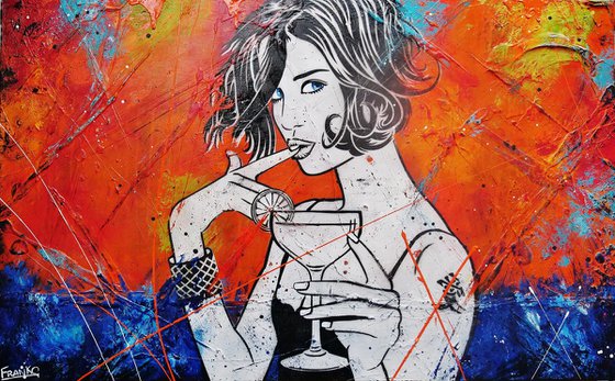 Happy Cocktail Hour 160cm x 100cm Textured Urban Pop Art