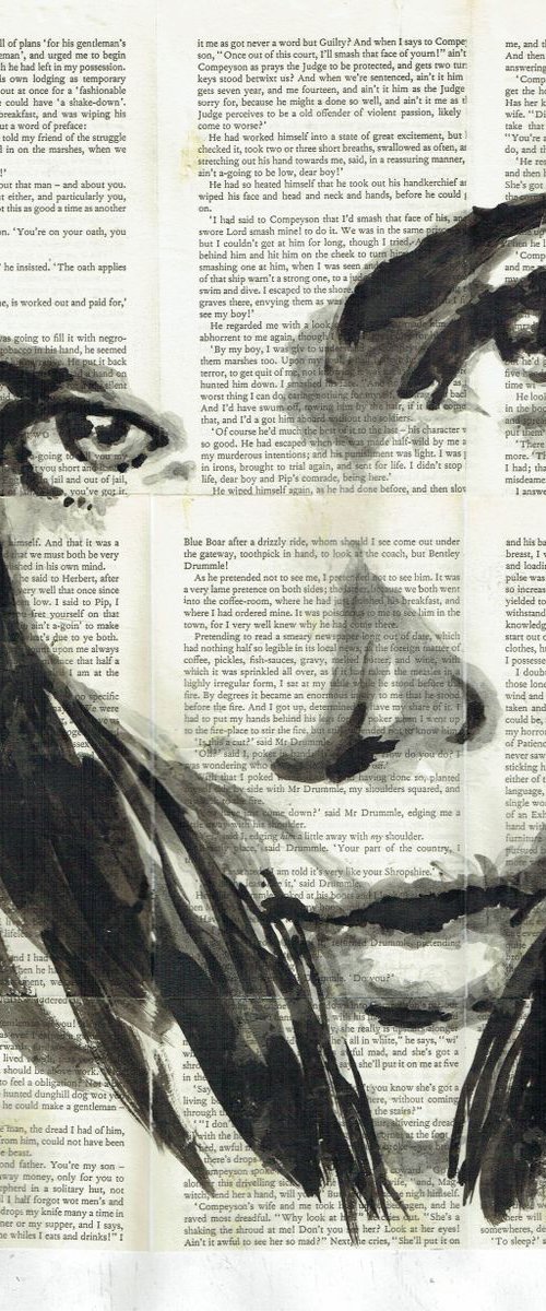 WOMAN PORTRAIT ON VINTAGE PAPER by Nicolas GOIA