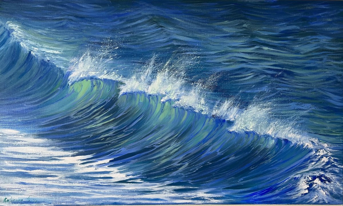 Sea Crush oil painting 18X30 by Kateryna Boykov