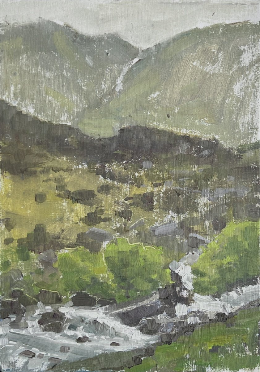 Impressionistic Landscape Oil Painting By Louise Gillard, 6 X 8", Snowdonia, Original Artwork
