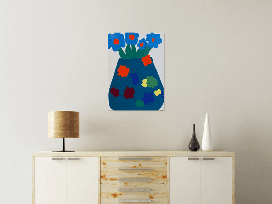 Blue Flowers in Vase