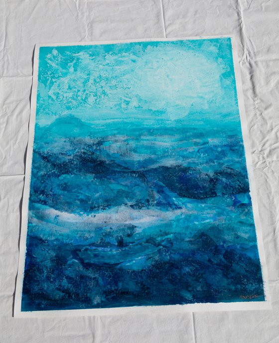 Blue abstract water landscape - sea - ocean deco design