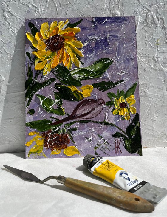 Sunflowers - original oil impasto painting