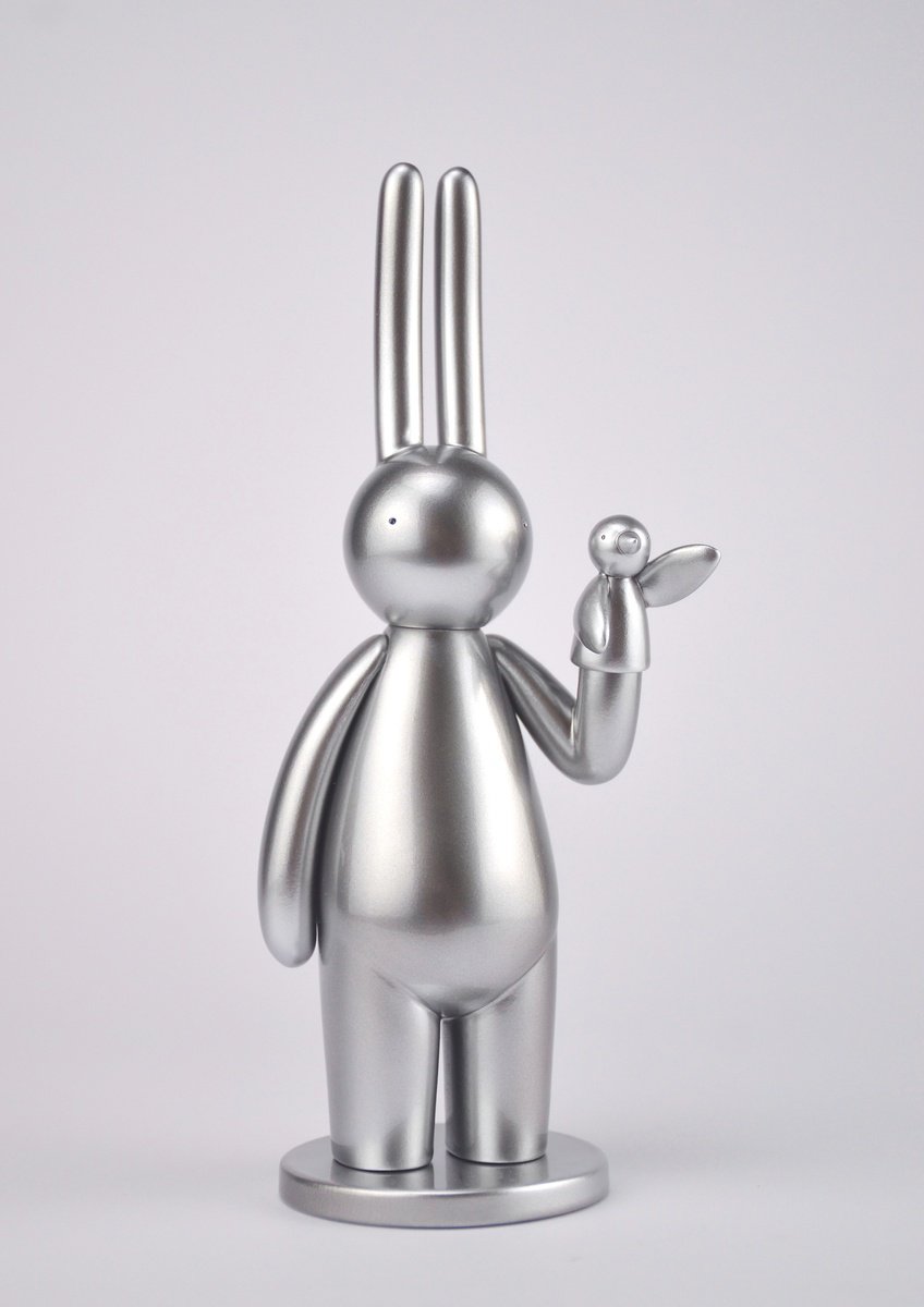 Urban And Pop Animal Sculpture By Mr Clement, 2 X 6", The World Of In-Jokes -#6 Silver, Original Artwork