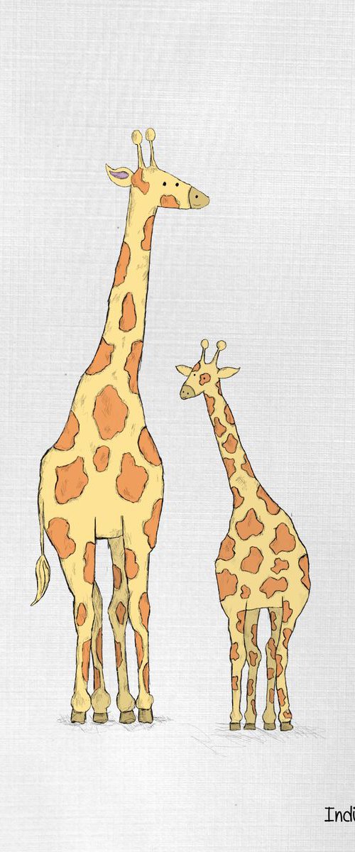 Giraffe and baby by Indie Flynn-Mylchreest of MeriLine Art