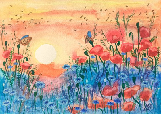 Butterflies and Poppies