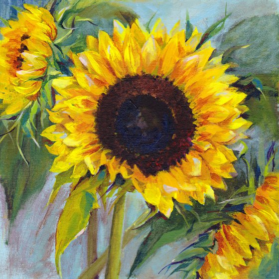 Sunflower painting, Sunflower acrylic painting, Floral Wall Art, Floral painting, yellow flower