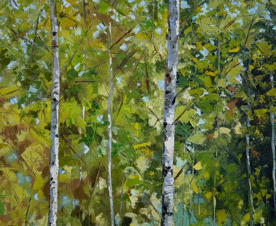 Autumn Forest Oil Painting Original Art Fall Landscape 26 x 34