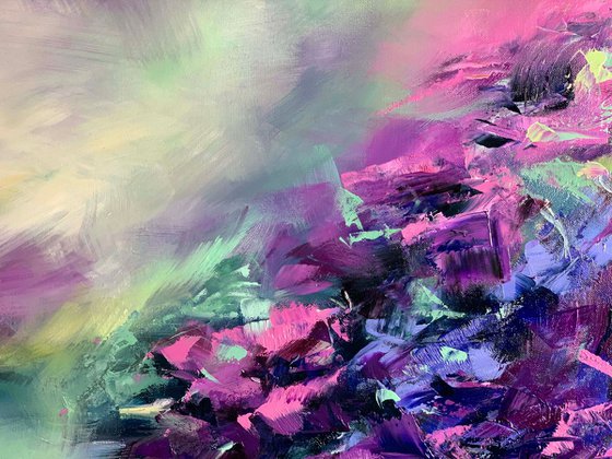 Flowers Oil Abstract Painting - Tango 120 x 60 cm (48 x 24 inches)