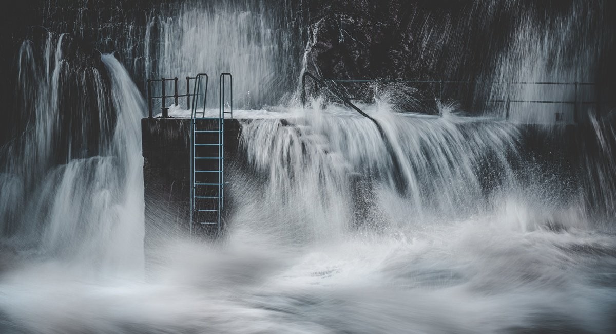 Landscape Photograph By Paul Nash, 24 X 13", Madeira Steps In A Swell, Original Artwork
