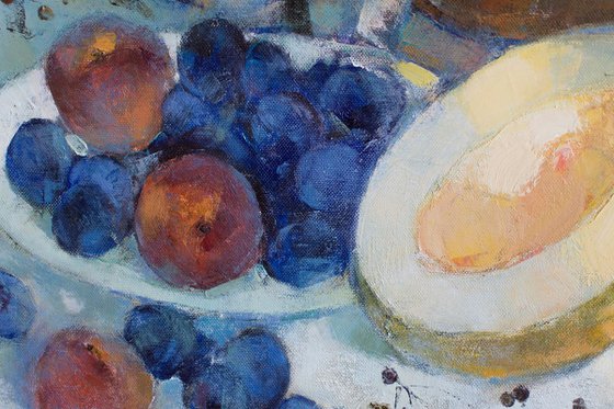Still life with plums.