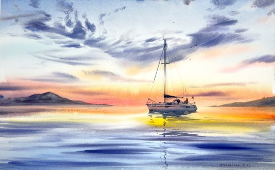 Yachts at sunset #7