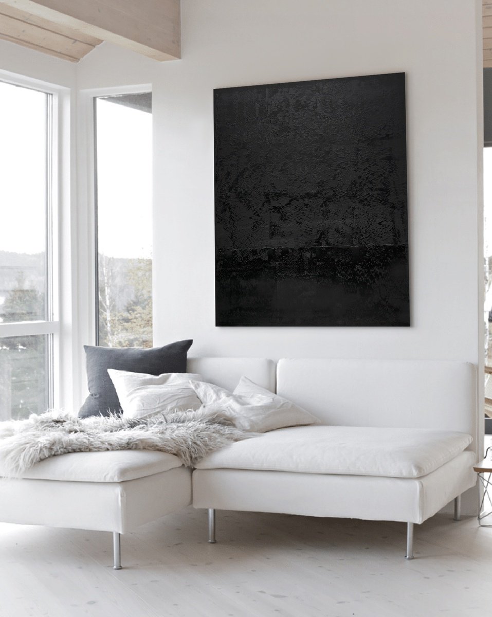 Abstract Oil Painting By Nataliia Sydorova, 47 X 59", Black ?3, Original Artwork