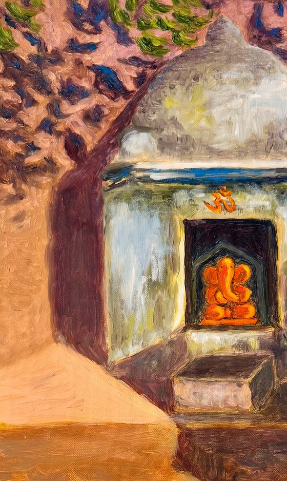 Ancient Ganesha under a tree