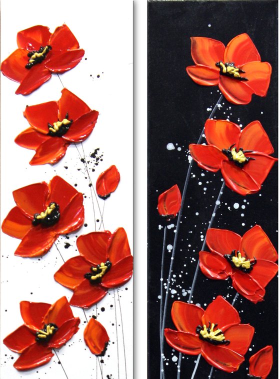 Alabama Poppies - Set of 2 Paintings