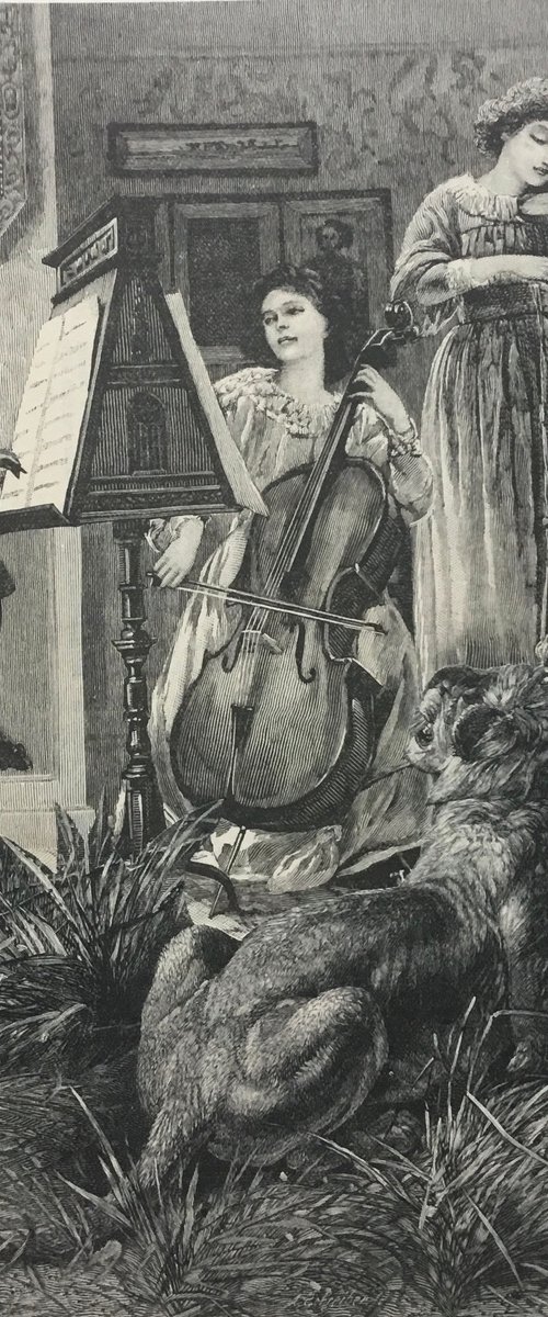 Violin cello and lion by Tudor Evans