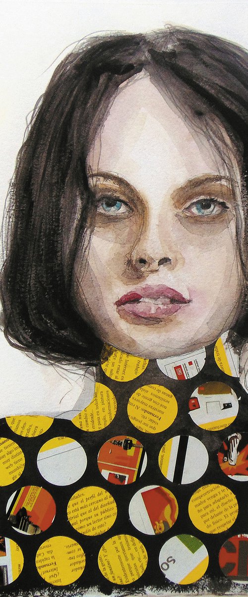 Watercolour_Portrait_02_29,7x42 cm_A3_Girl in yellow shirt by Manel Villalonga