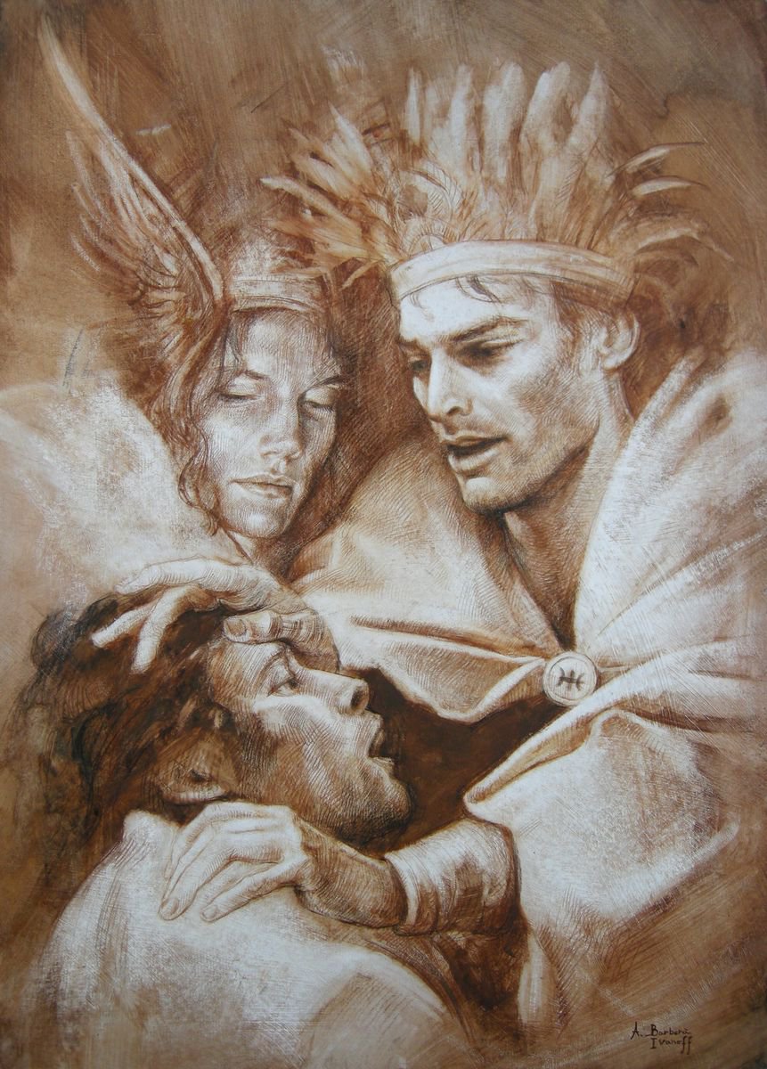 Expressive Portrait Drawing By Alexandre Barbera-Ivanoff, 20 X 28, An Honorable Beginning, Original Artwork