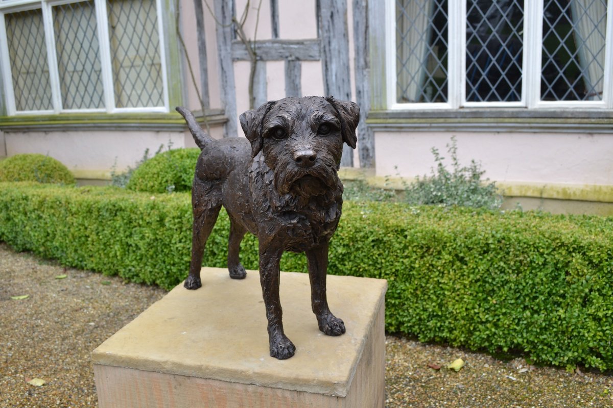 Animal Bronze Sculpture By Tanya Russell, 17 X 18", Standing Border Terrier Br, Original Artwork