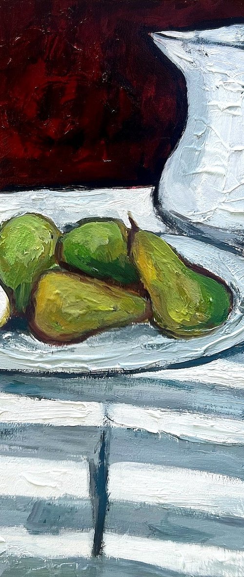 Pears, Milk Jug and Cloth by William Drummond